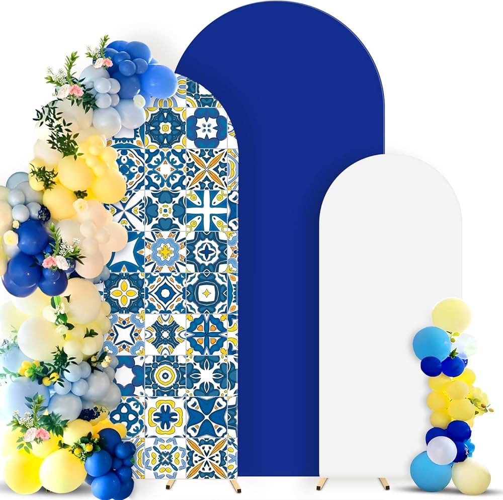 Newwiee Set of 3 Amalfi Coast Wedding Arch Cover 8ft, 7.2ft, 6.6ft, Spandex Fitted Wedding Arch C... | Amazon (US)