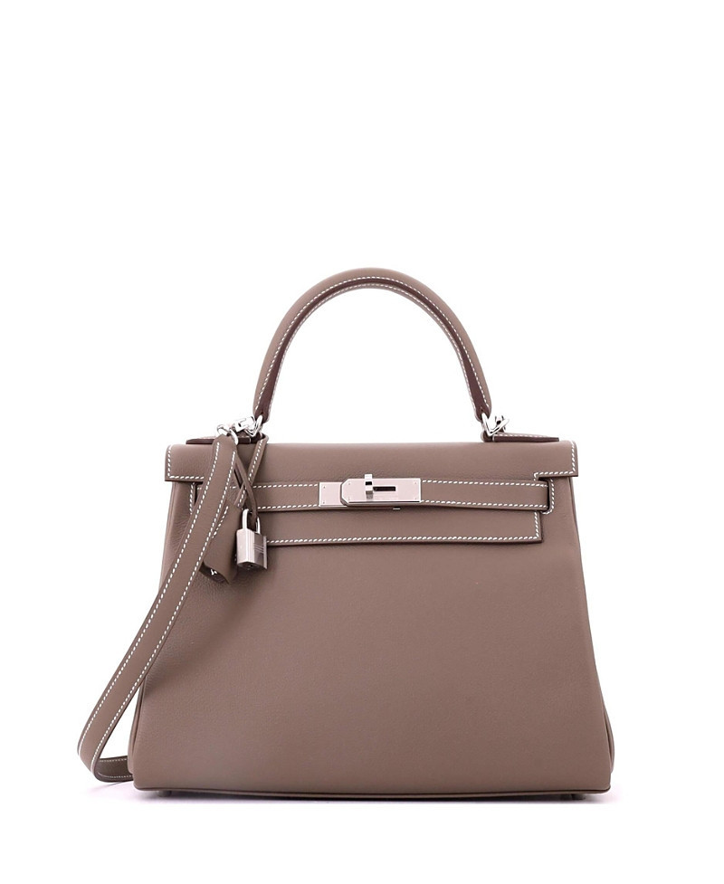 Pre-Owned Hermes Kelly 28 Handbag Grey Evercolor with Palladium Hardware | Bloomingdale's (US)