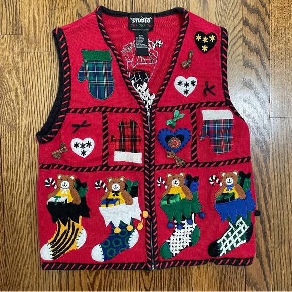 Designer Originals Studio Christmas Holiday Sweater Vest Size PM | Poshmark