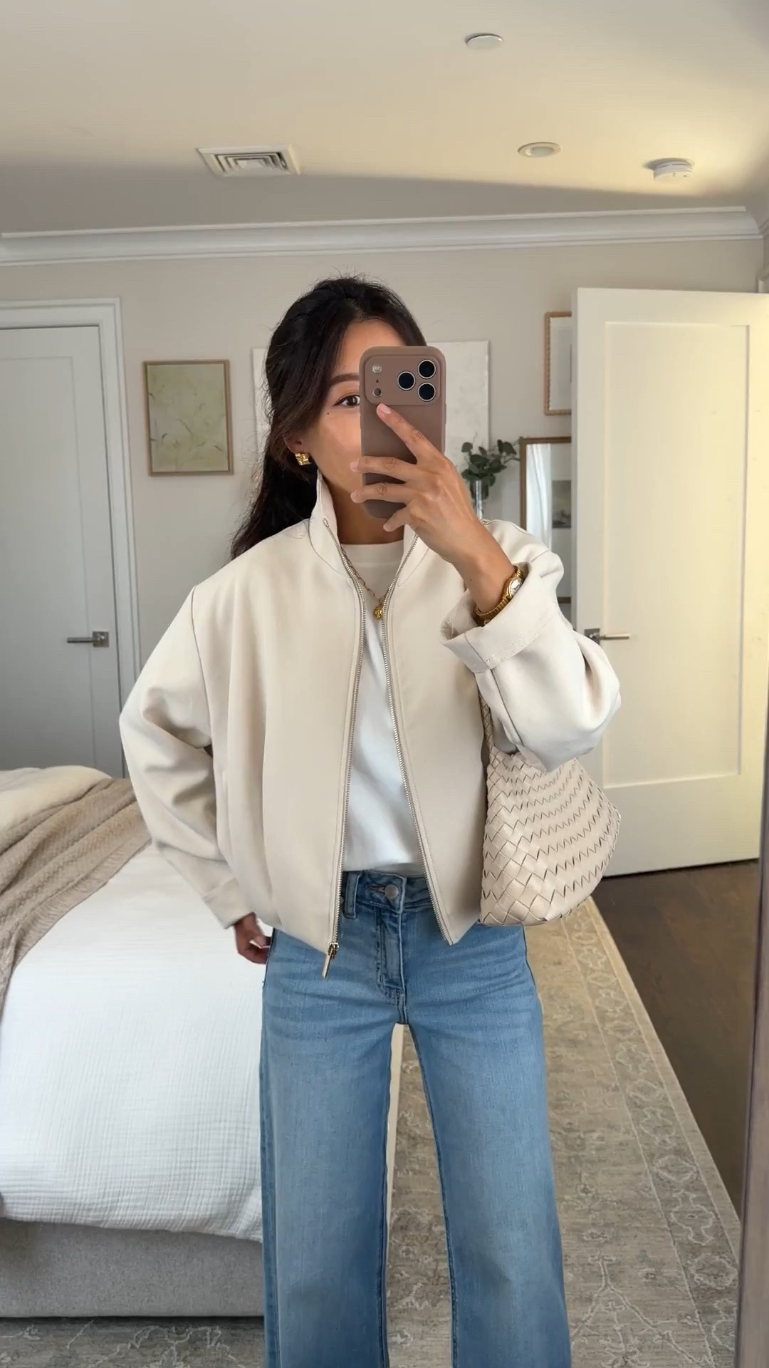 • Jacket XS sleeves cuffed 
• Aritzia tee XS high quality cotton 
• Quince $50 jeans 24 Short 
• Anthropologie bag 
• Old AT kitten heels but I also have the Sam Edelman ones linked in brown 5.5 and love them 

Easy elevated fall outfit, Zara, chic jackets, petite jeans

#LTKPetite #LTKootd #LTKSeasonal