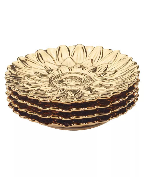 Certified International Gold Coast 3-D Sunflower Dessert Plates, Set of 4 - Macy's | Macy's