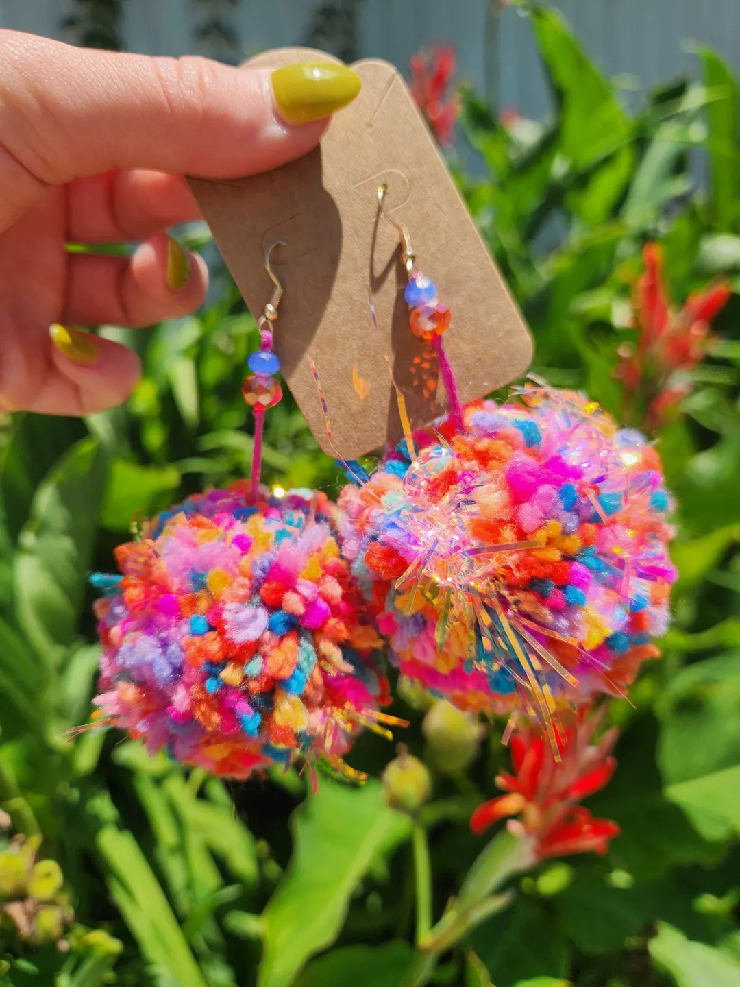 Pom Pom Earrings, Bold Dangle Earrings, Lightweight Earrings, Festival Jewelry, Costume Jewelry, ... | Etsy (Global)