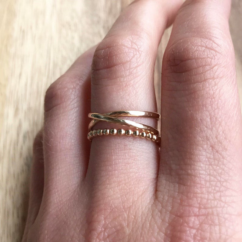 Gold Bead ring, Gold Fill stacking ring, stackable ring, thick gold ring, gold ring, bead ring, d... | Etsy (US)