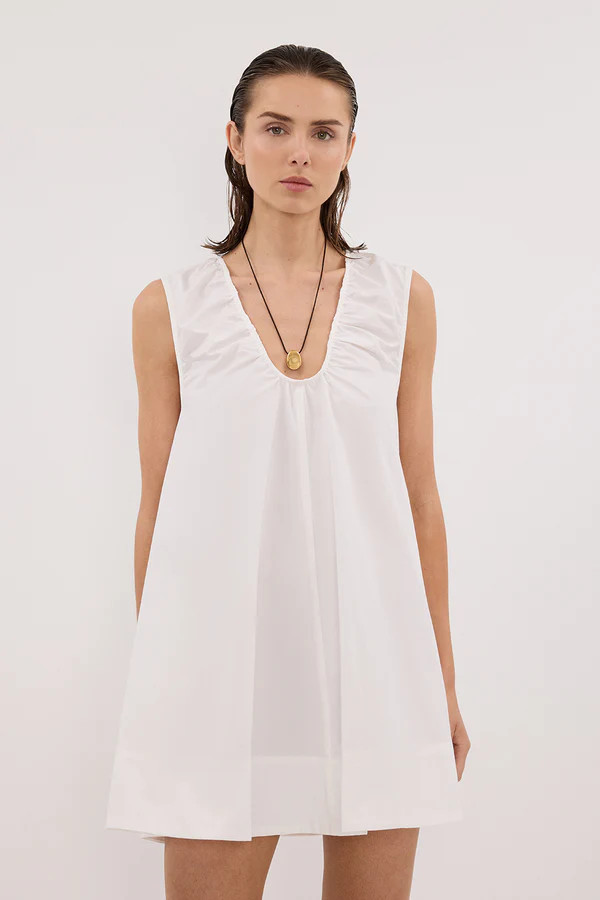 GABBY WHITE COTTON MINI DRESS | DISSH