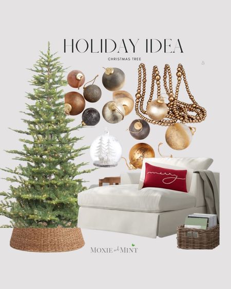 Christmas tree idea for this holiday! All about the cozy and warm vibes! 

Ornaments, chaise gold garland

#LTKHoliday #LTKhome #LTKSeasonal