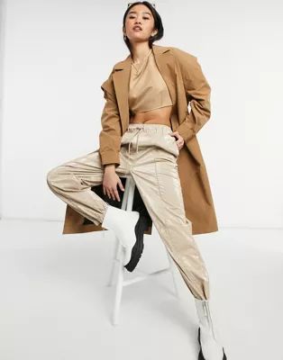 Noisy May drop shoulder trench coat in camel | ASOS (Global)