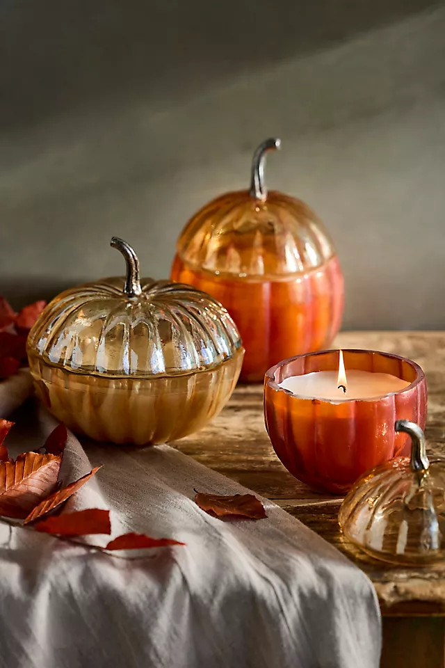 Autumn Bounty Glass Pumpkin Candle | Anthropologie (US)