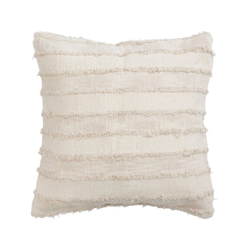 Beige Woven Stripe Pillow - 20"x20" | Linen & Flax Co
