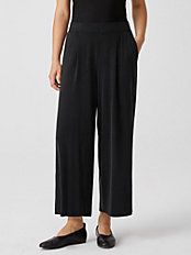 Sandwashed Cupro Knit Pleated Pant | Eileen Fisher