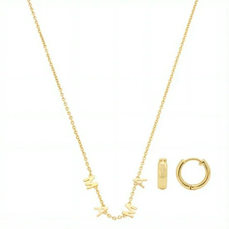 Believe by Brilliance Women's 14Kt Gold Flash Plated Mama Necklace and Earring Set | Walmart (US)