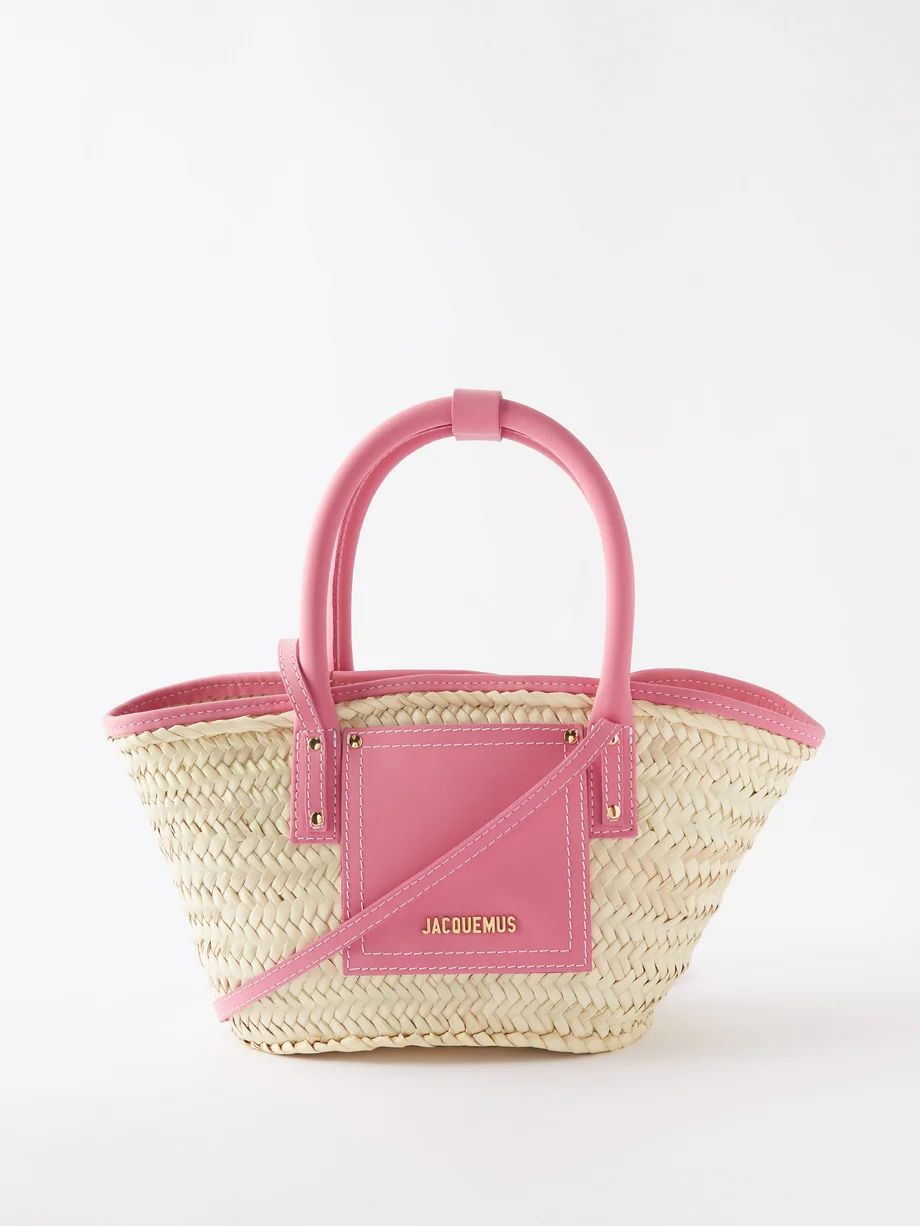 Soli small leather-trim straw basket bag | Jacquemus | Matches (UK)