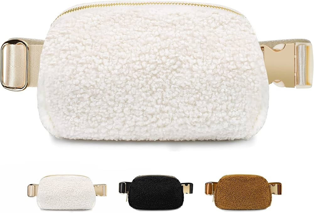 Fleece Belt Bag for Women, Fanny Packs Dupes Sherpa Belt Bag Crossbody Lemon Bags Cute Waist Pack... | Amazon (US)