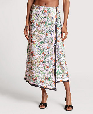 Women's Asymmetrical Wrap Midi Skirt | Macy's