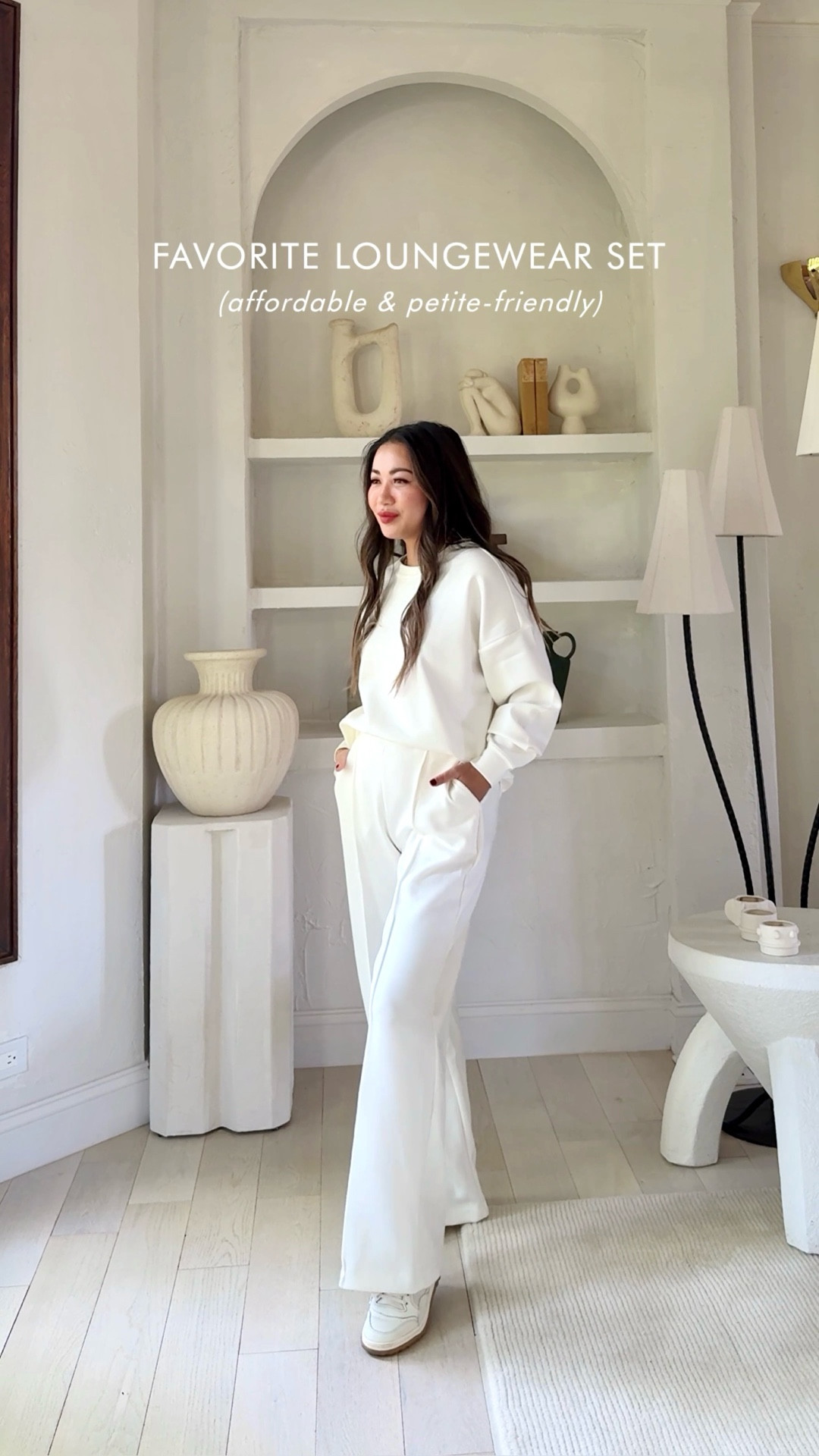 This lounge set is under $45 - for BOTH the sweater and pants! It's so soft, midsection friendly, has a tailored look with a pin tuck front and best of all, it's petite-friendly! The pants come in two lengths - full and short (petite-friendly).

For size reference, I’m 5 ft 115 pounds, postpartum tummy. I’m wearing a size Small in the sweater. I purposely ordered it one size up for an oversized fit (my tts would be an XS). I’m wearing an XS in the pants. Perfect fit and perfect length!

#LTKFindsUnder50 #LTKStyleTip #LTKPetite