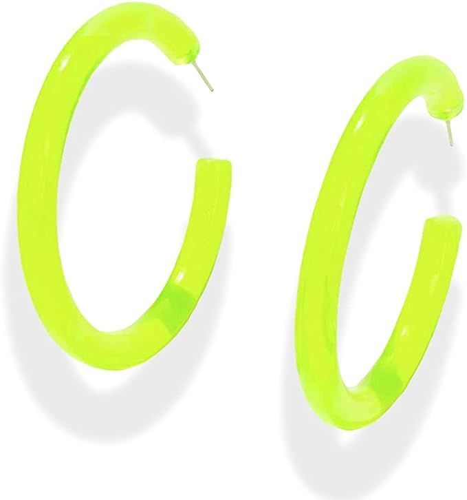 Neon Colored Opaque Circular Hoop Earrings | Amazon (US)