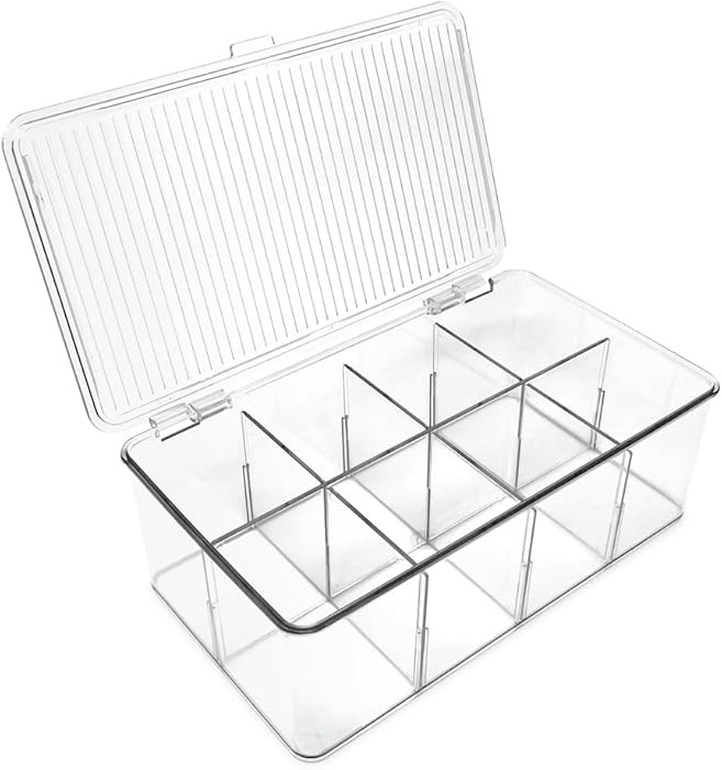 Isaac Jacobs Divided Clear Plastic Organizer (10.88" x 6.63" x 3.75") w/Hinged Lid & Removable Di... | Amazon (US)