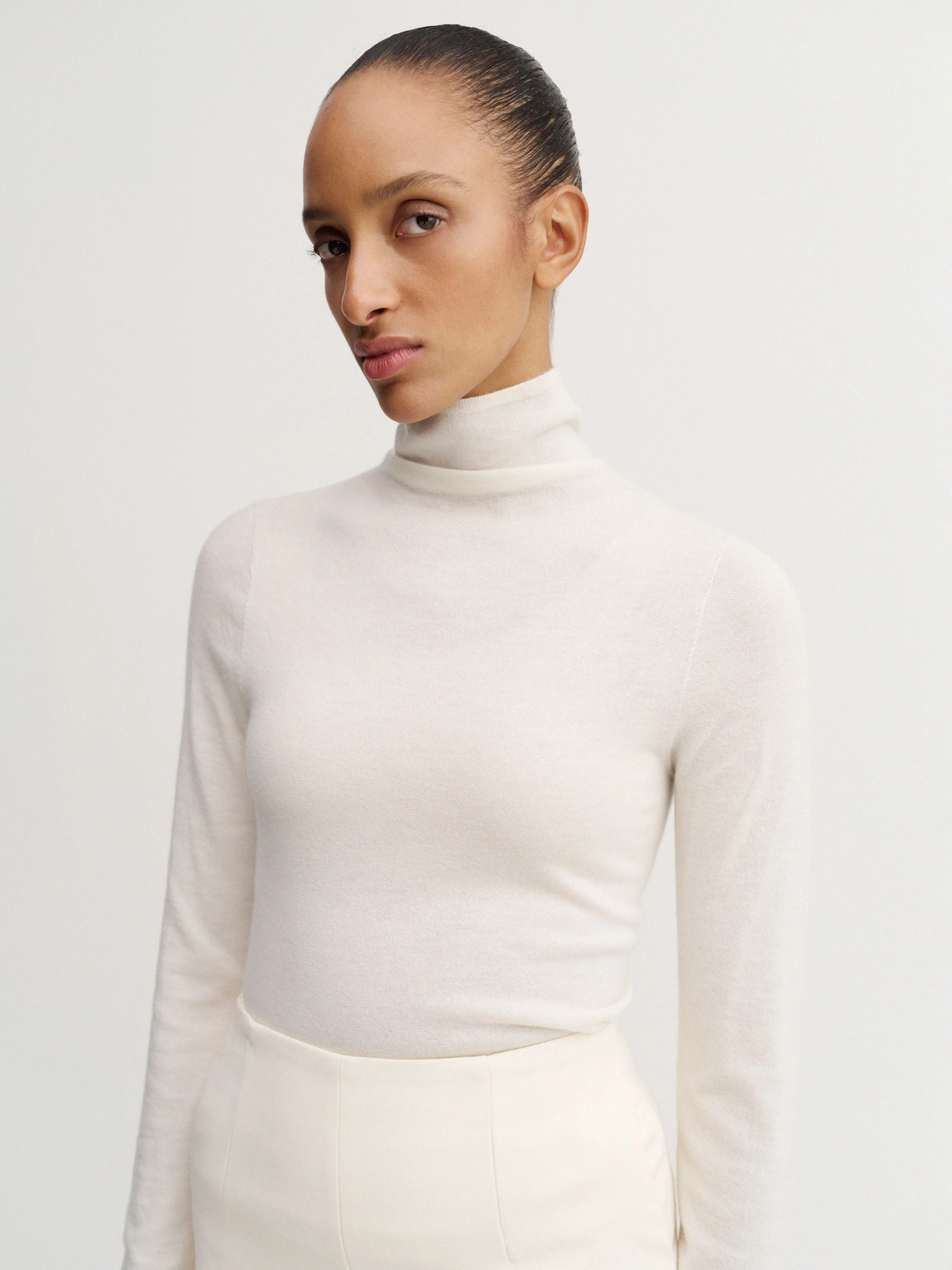 Farra Turtleneck Top, cream | Almada Label