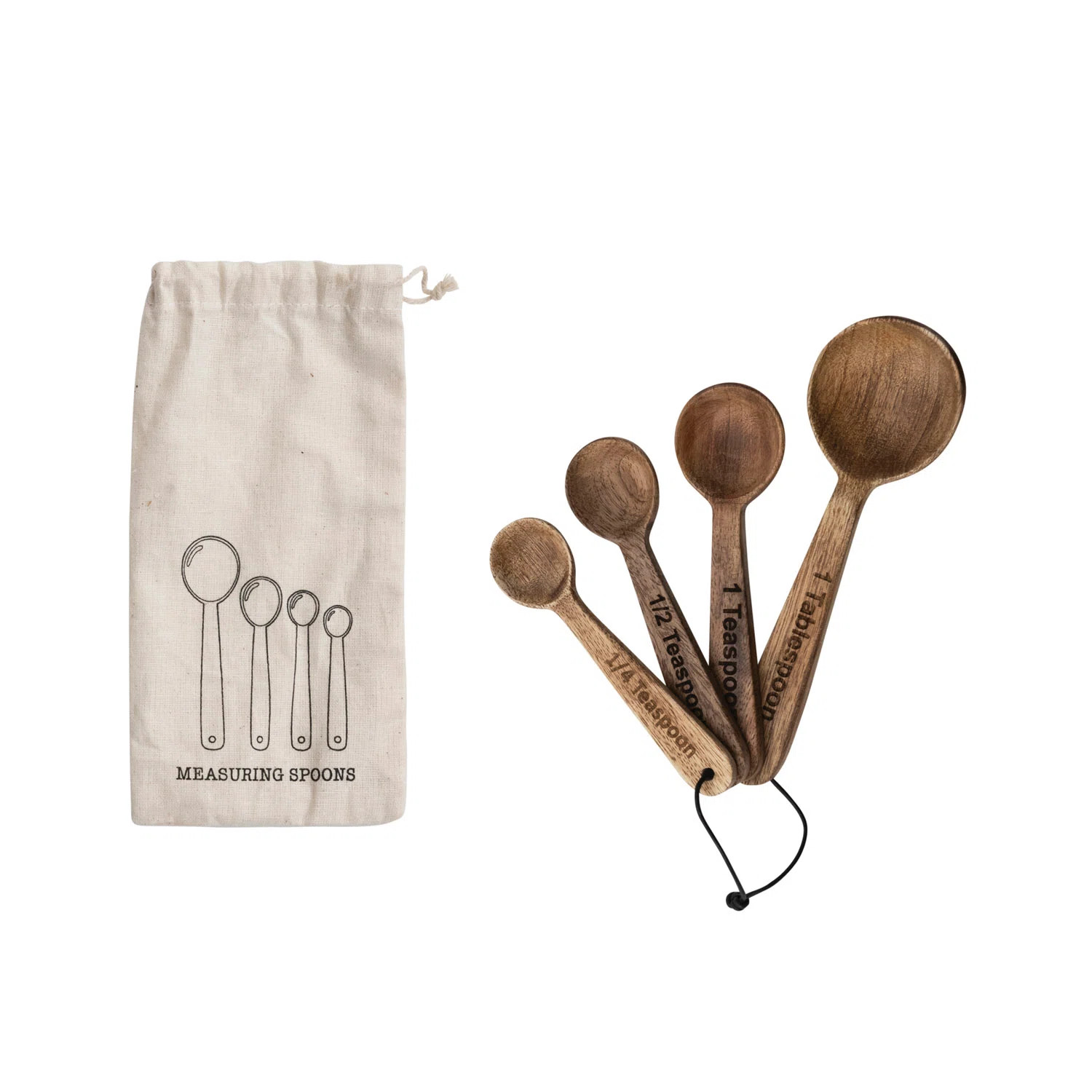 Creative Co-Op Cornflower Sage 4 -Piece Wood Measuring Spoon Set | Wayfair North America