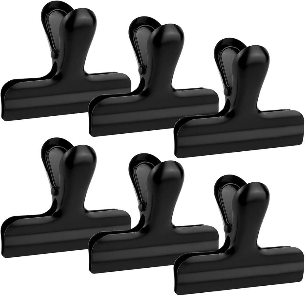 6pc-3 Inch Wide Stainless Steel Paper Clamps Heavy Duty Food Bag Clamp,Seal Clip, Chip Clips Meta... | Amazon (US)