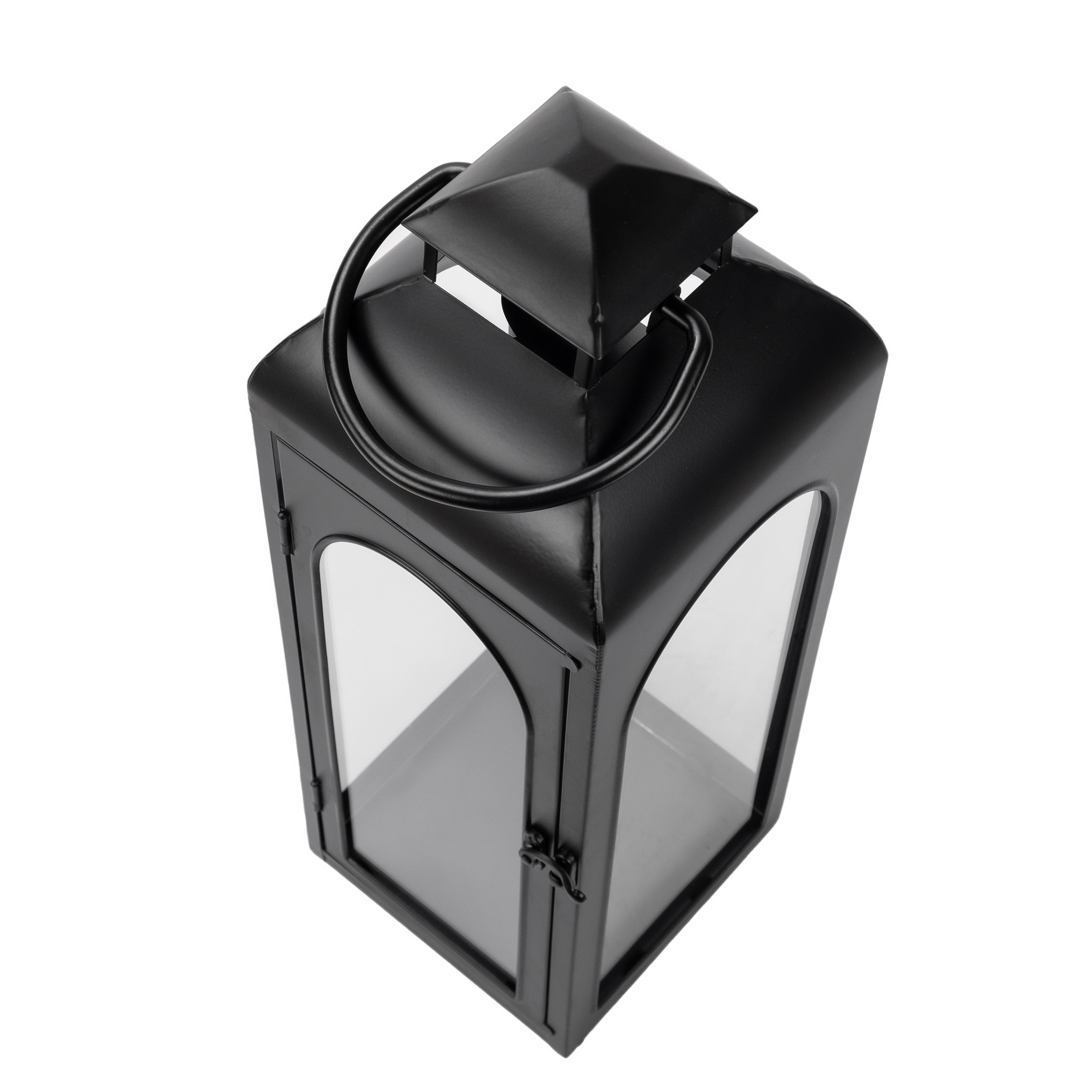 Better Homes & Gardens 18" Decorative Black Metal Pillar Candle Holder Lantern, Medium | Walmart (US)