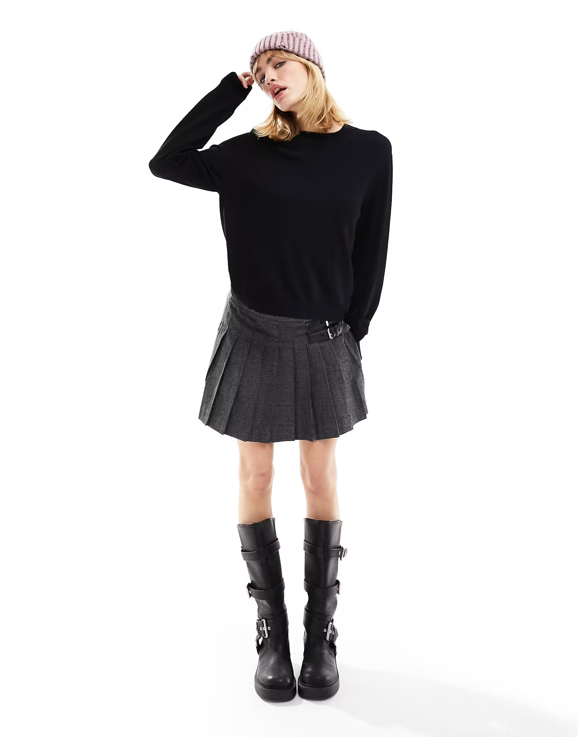 Monki round neck knitted jumper in black | ASOS | ASOS (Global)