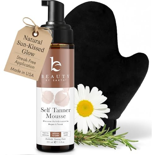 Self Tanner Tanning Mousse Kit - USA Made with Natural & Organic Ingredients, Self Tanner Mousse and Mitt, Tan Kit, Fake Tan Tanning Foam, Medium to Dark, Sunless Tanners Best Sellers | Amazon (US)