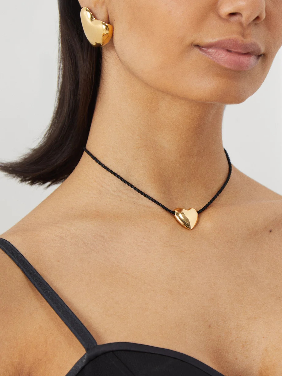 Heart small 14kt gold-plated pendant necklace | Annika Inez | Matches (UK)