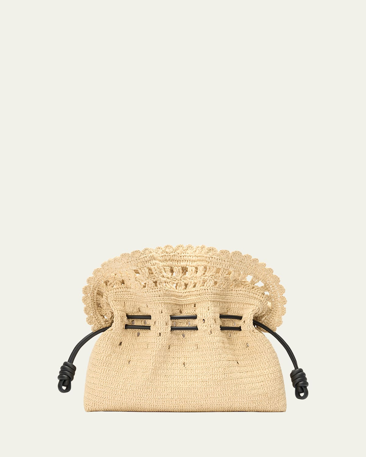 x Paula's Ibiza Flamenco Medium Ruffled Clutch Bag in Raffia | Bergdorf Goodman