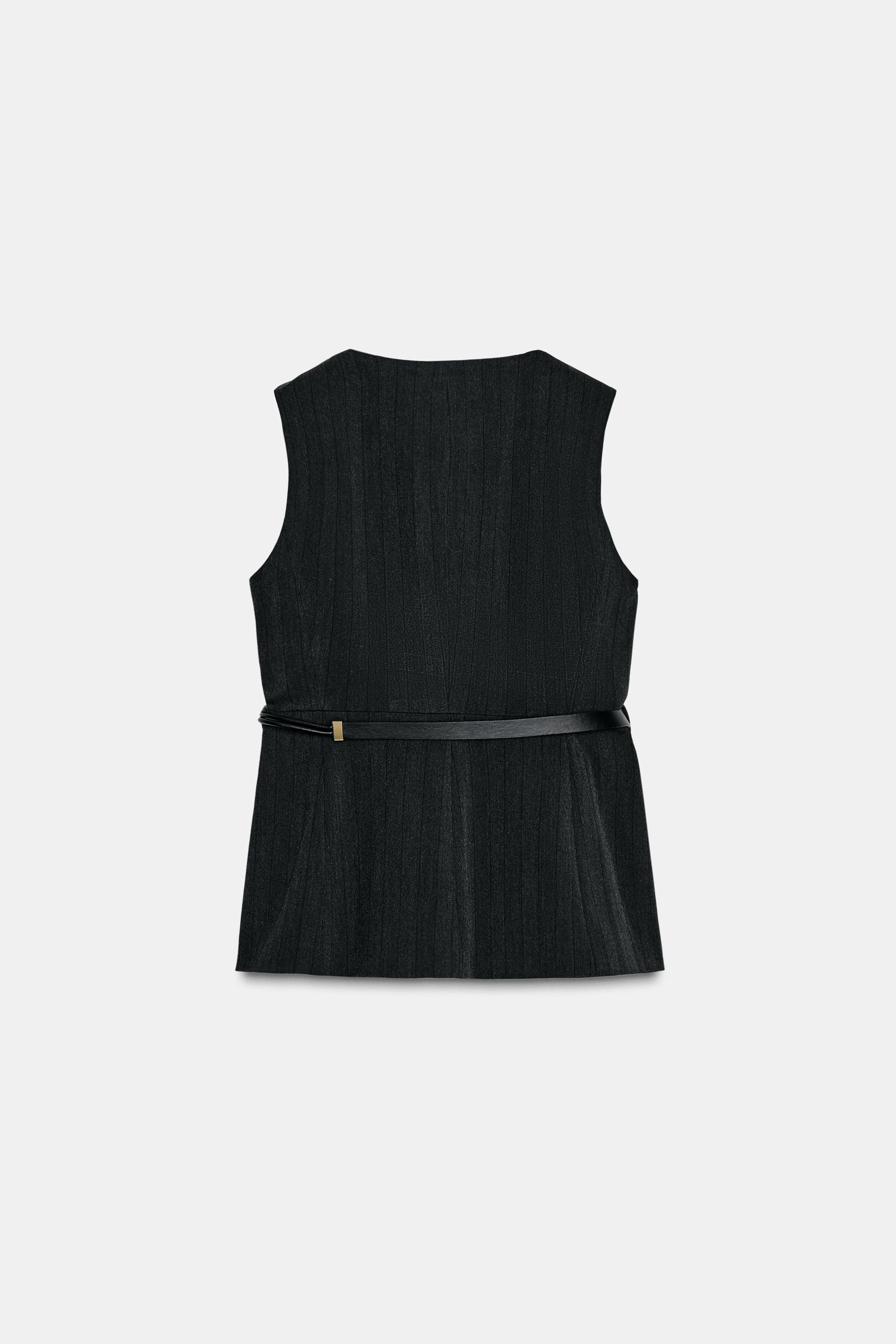 HERRINGBONE PEPLUM WAISTCOAT WITH BELT | Zara UK