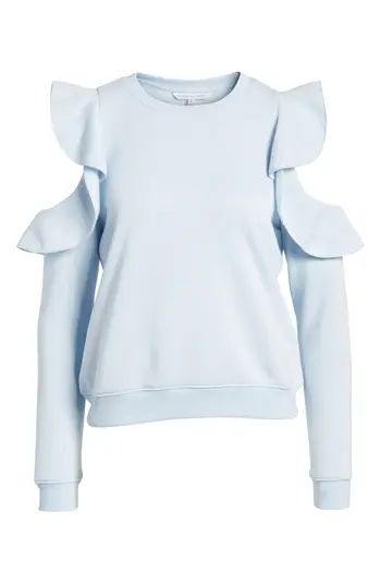 Women's Rebecca Minkoff Gracie Cold Shoulder Sweatshirt, Size X-Small - Blue | Nordstrom