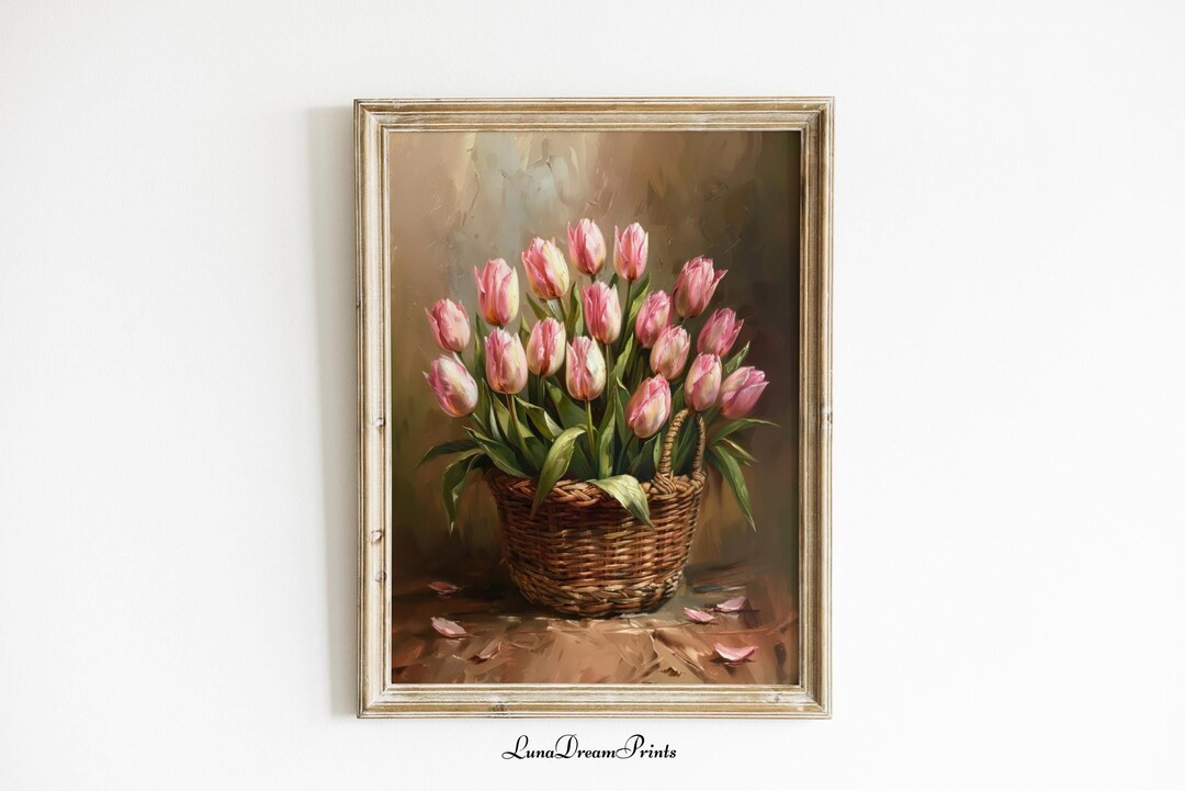 Farmhouse Tulip Flowers Print, Vintage Spring Easter Prints, Country Cottagecore Floral Painting,... | Etsy (US)