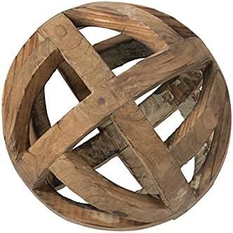 A&B Home Decorative Orbs - 8" Wooden Decorative Ball, Natural Wood Spheres with Dark Wood Finishe... | Amazon (US)