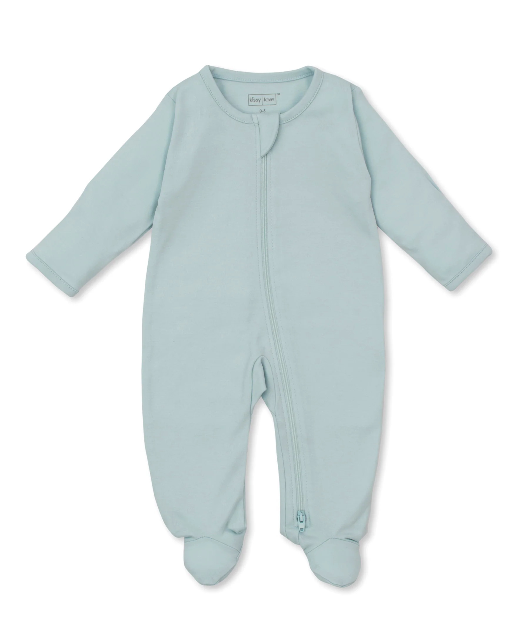 Kissy Love Light Blue Zip Footie | Kissy Kissy