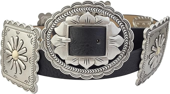 Western-Inspired Concho Belt w.stones in bone color | Amazon (US)