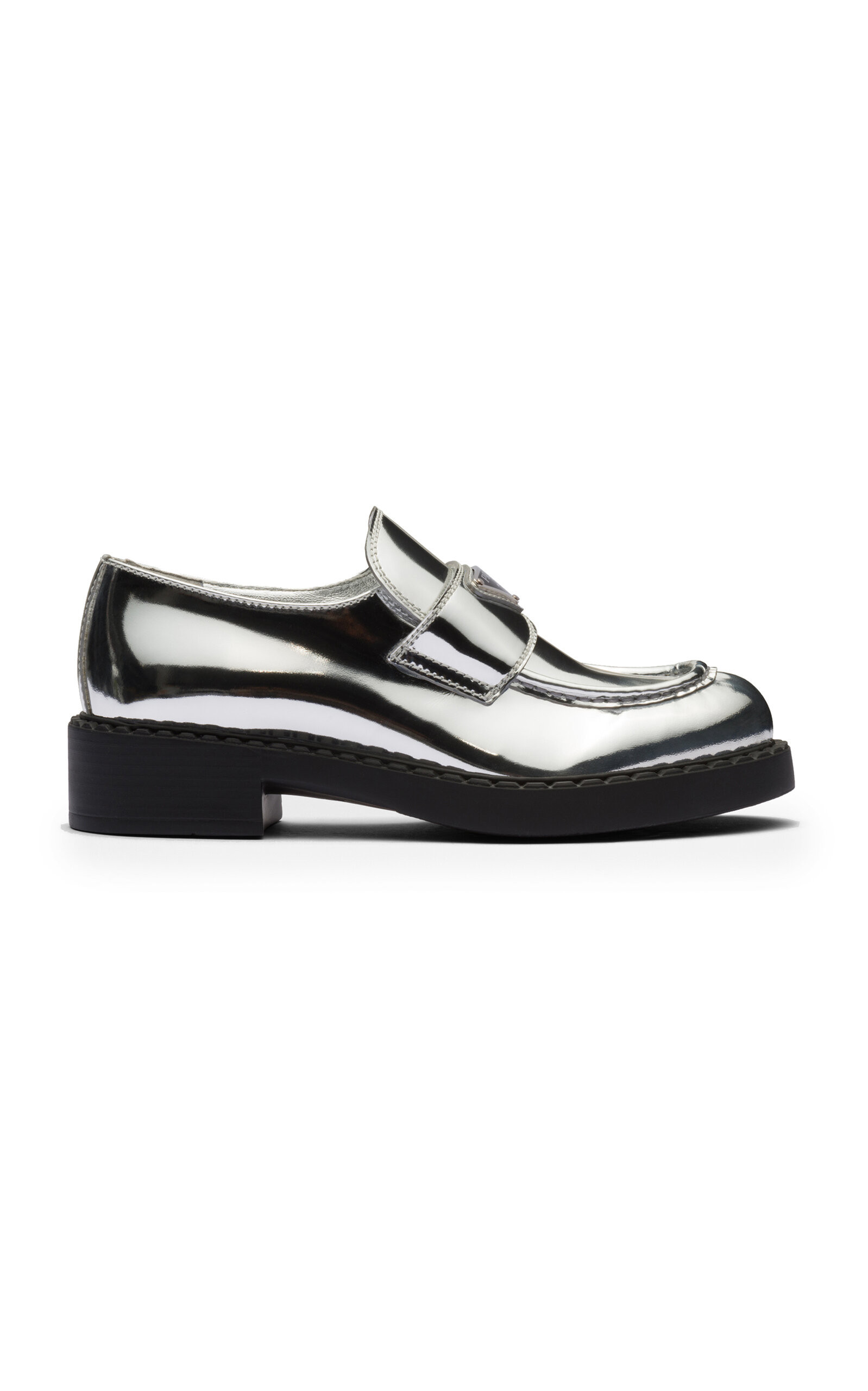Prada Metallic Leather Loafers - Moda Operandi | Moda Operandi (Global)