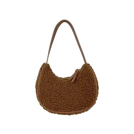 Women Solid Color Clutch Handbag Plush Faux Fur Tote Bag Soft Warm Shoulder Crossbody Purse Bags | Walmart (US)