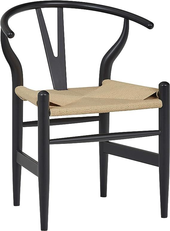 Amazon Brand – Stone & Beam Mid-Century Wishbone Dining Chair, 22.4"W, Black / Natural | Amazon (US)