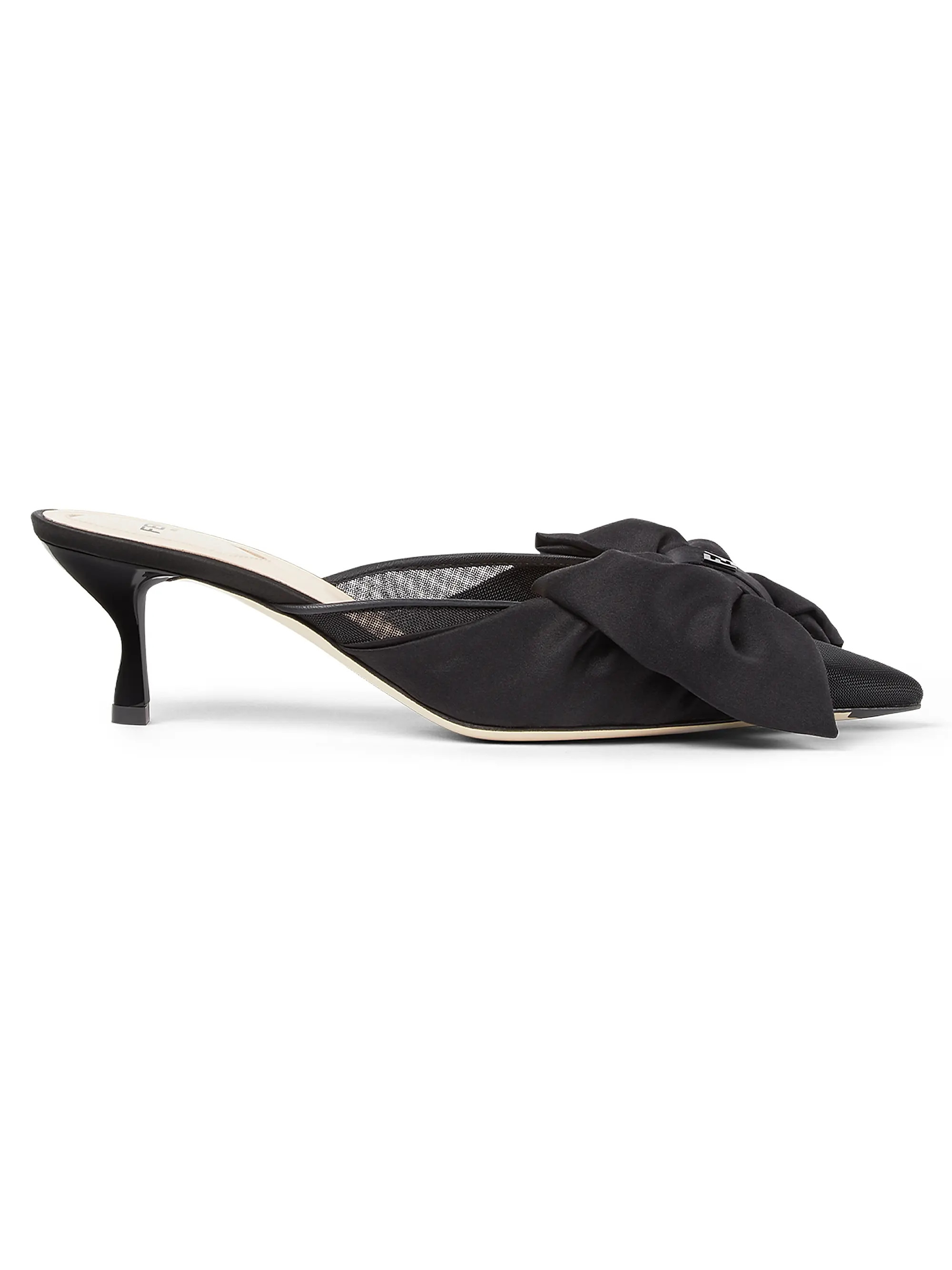 Sabot 55MM Bow-Detail Satin Kitten Mules | Saks Fifth Avenue