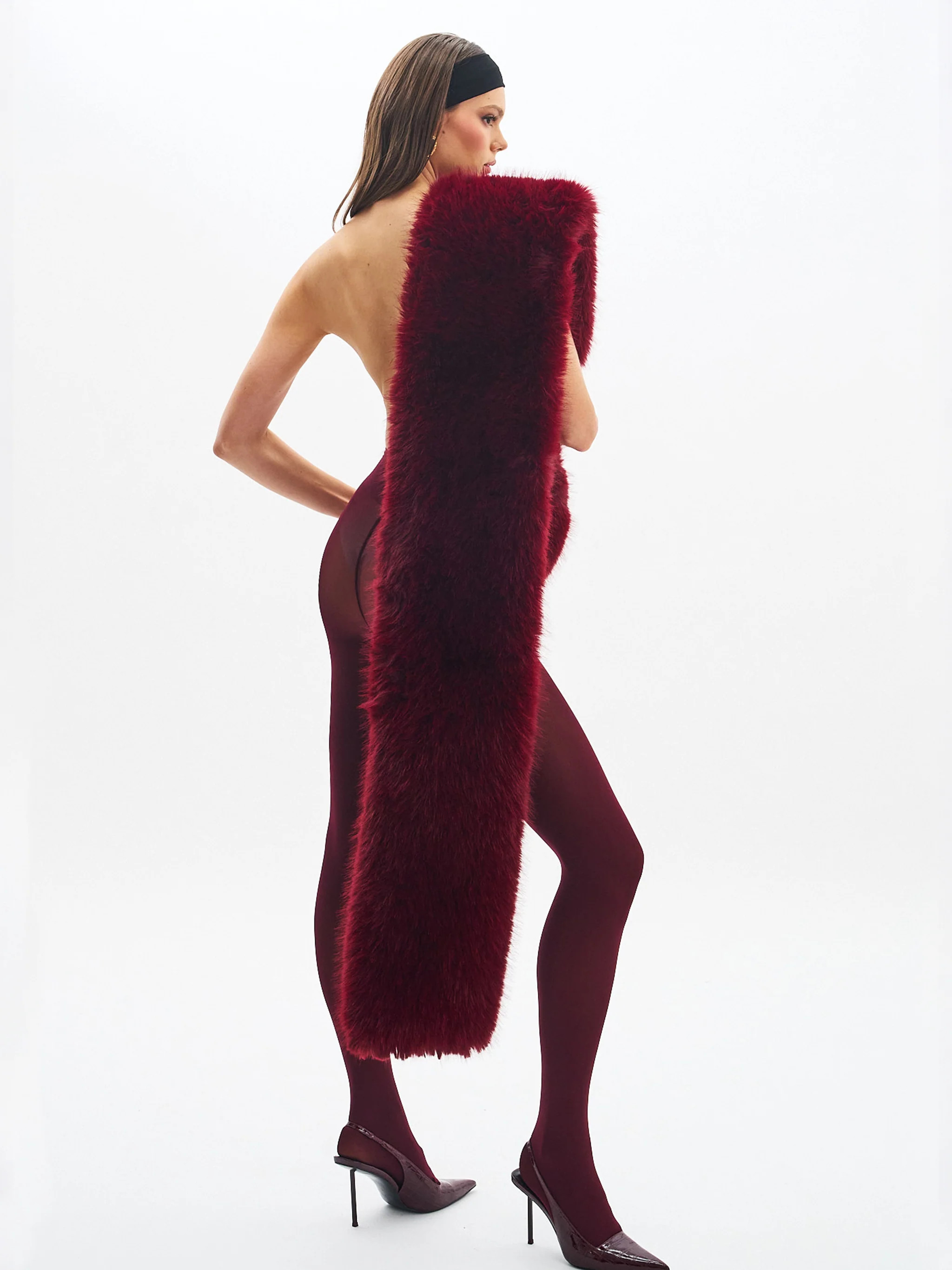 Jazmin Burgundy Multi-wear Faux Fur Scarf | Miss Circle