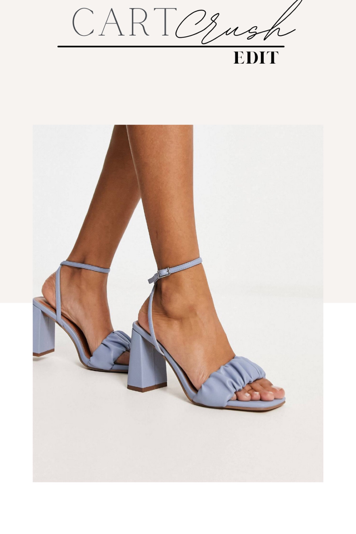 Powder blue ruched halo mid heeled sandals, ASOS shoes, Easter heels, Spring sandals, cart crush 

#LTKunder50 #LTKSeasonal #LTKshoecrush