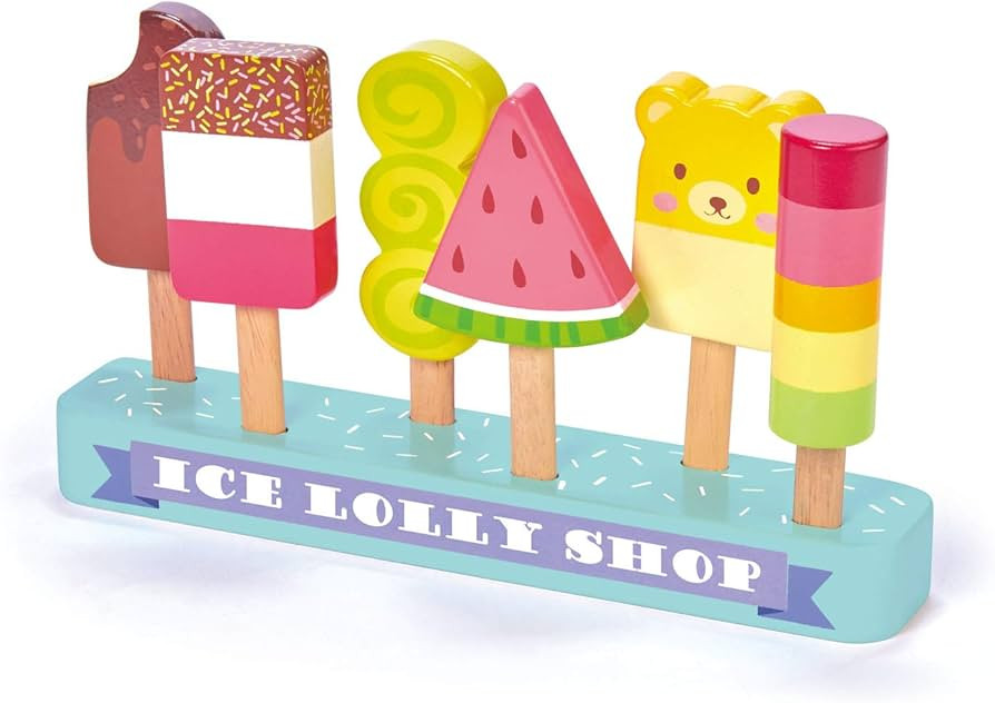 Tender Leaf Toys - Ice Lolly Shop - 13 Pieces Pretend Food Play Toy with 6 Wooden Popsicles Ice C... | Amazon (US)