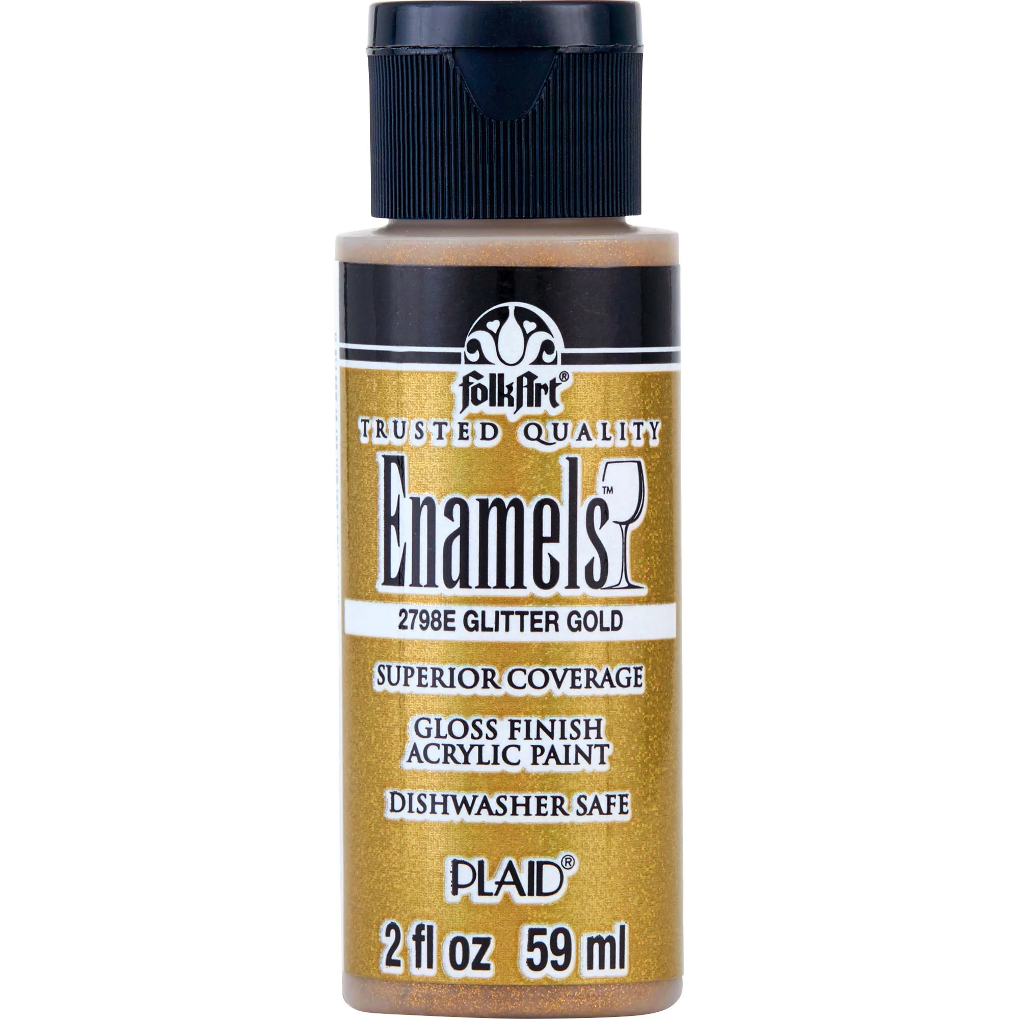 FolkArt Enamel Acrylic Craft Paint, Gloss Finish, Gold, 2 fl oz - Walmart.com | Walmart (US)