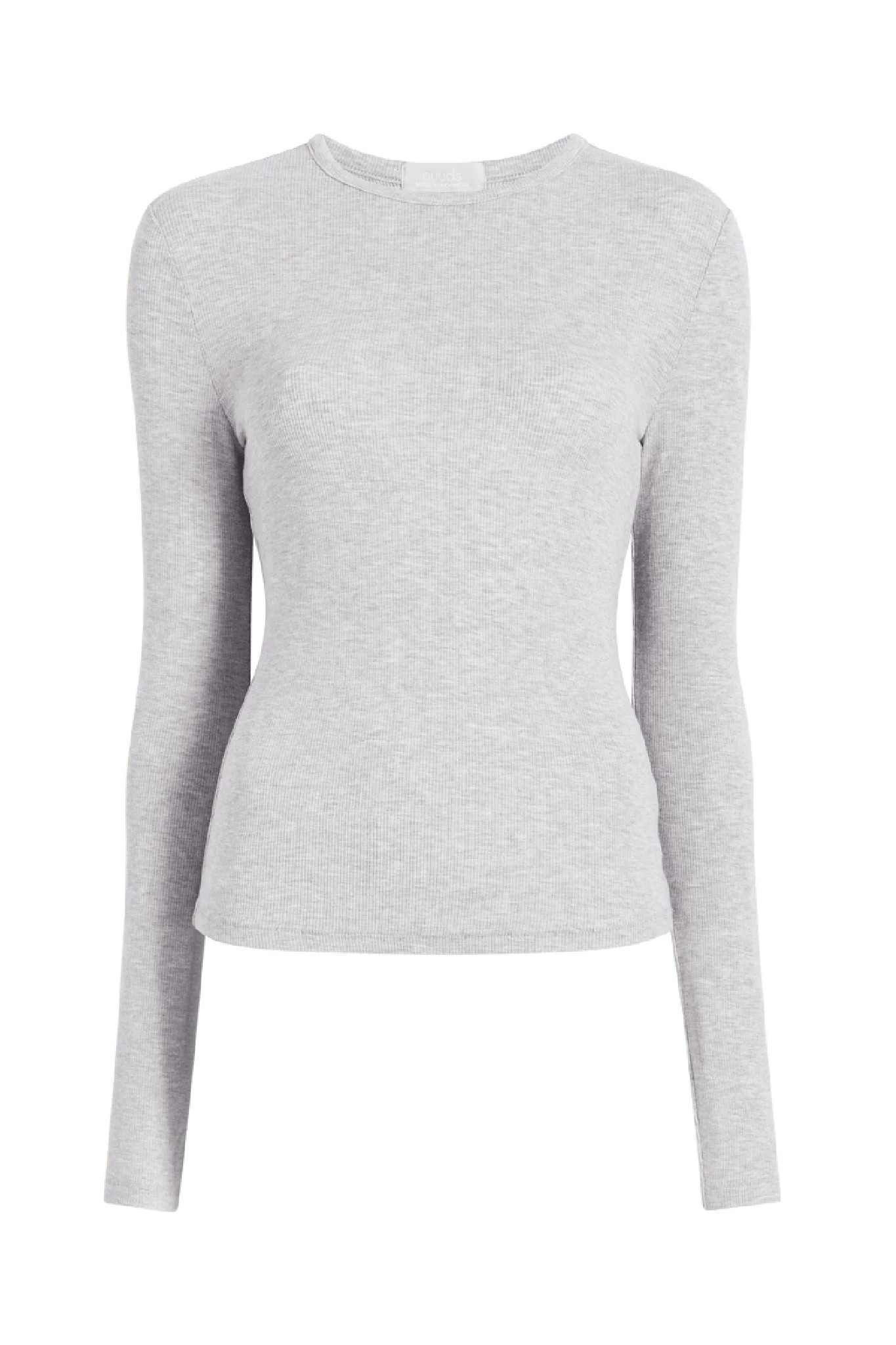 Slinky Rib Long Sleeve Shirt | White | Nuuds US