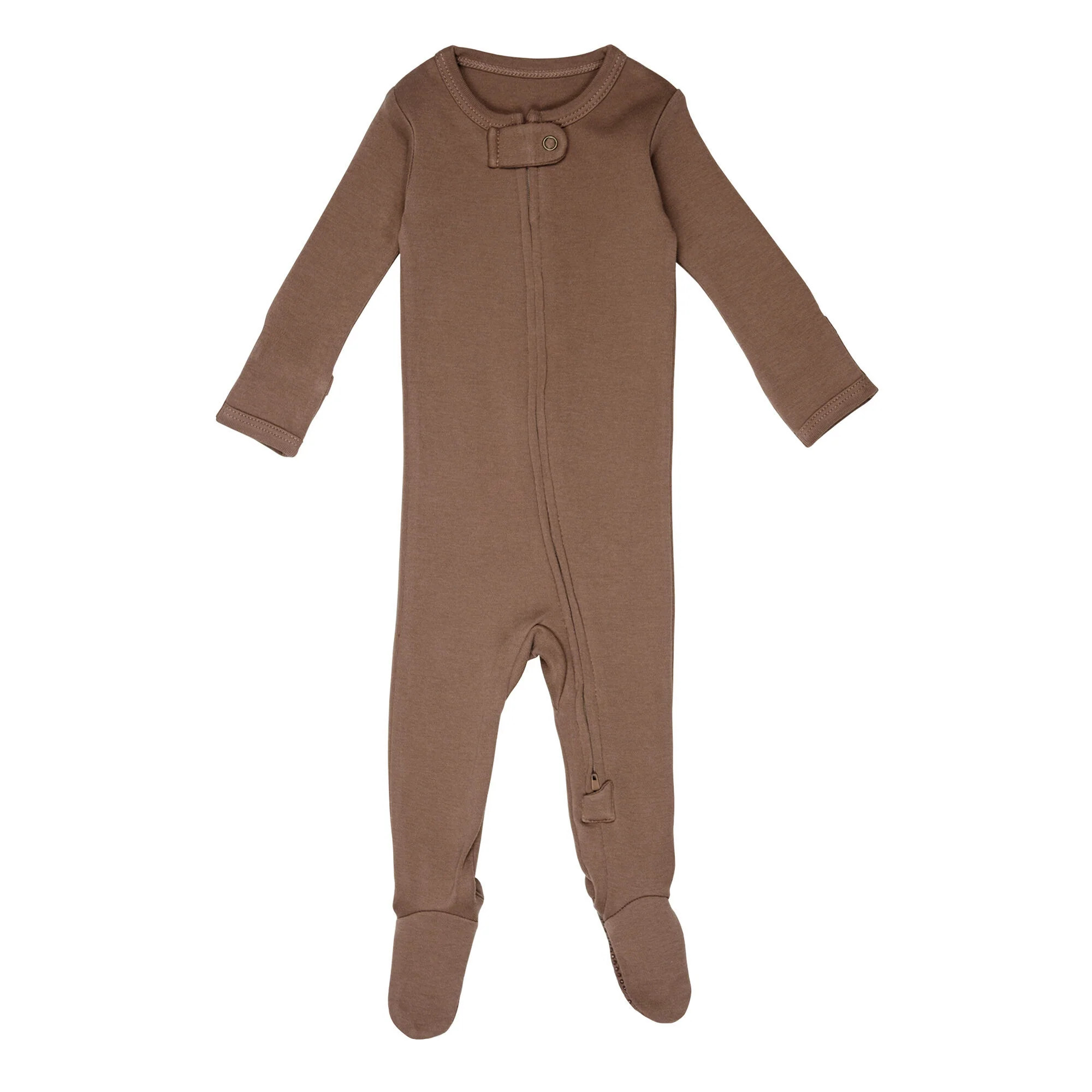 Organic Zipper Footie in Latte | L'ovedbaby
