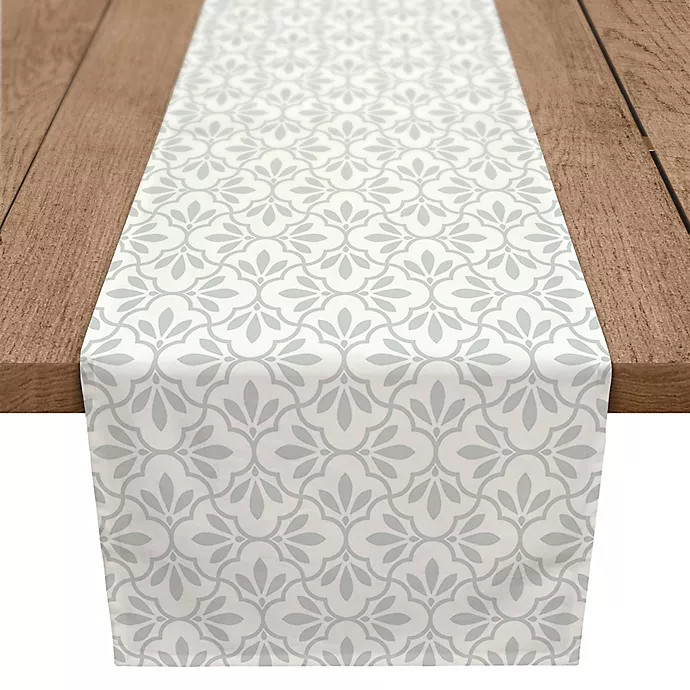Designs Direct Sage Quatrefoil Poly Twill Table Runner | Bed Bath & Beyond | Bed Bath & Beyond