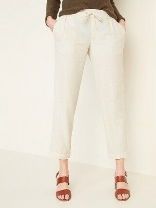 Mid-Rise Cropped Linen-Blend Pants for Women | Old Navy (US)