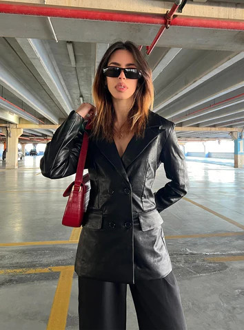 Ellen Faux Leather Blazer | Princess Polly US