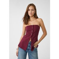 Stradivarius Smart bustier top with buttons Burgundy S | Stradivarius (UK)