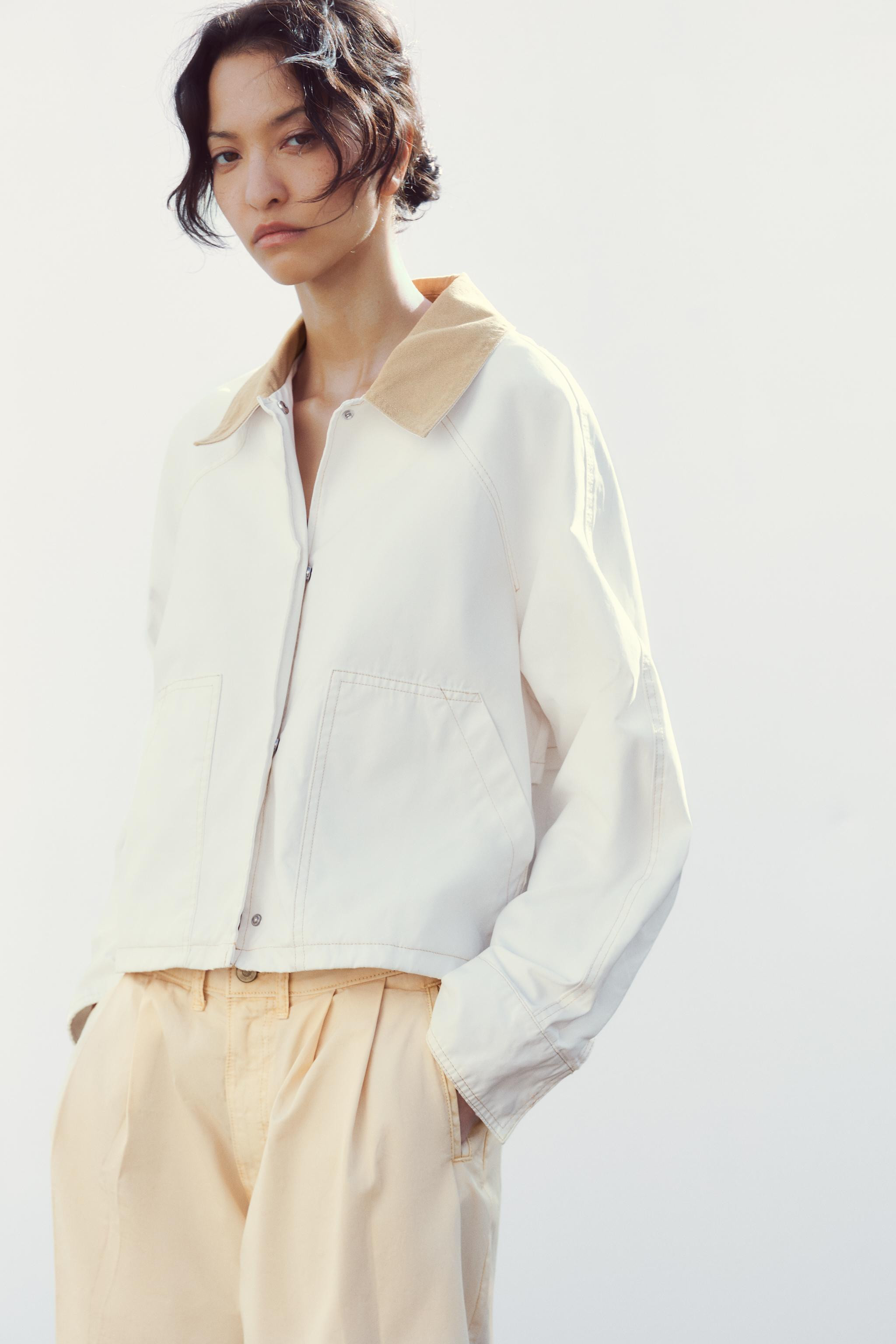 CONTRAST COLLAR WAXED JACKET | Zara US