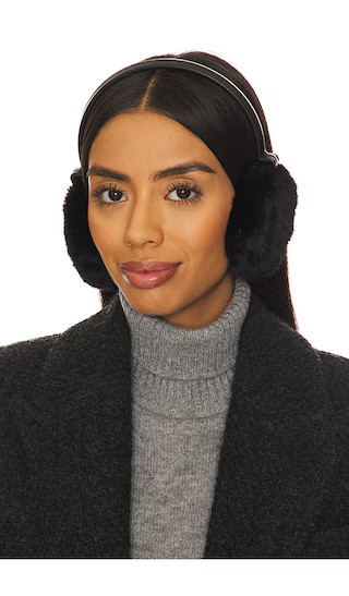 Faux Mink & Leather Earmuffs in Black | Revolve Clothing (Global)